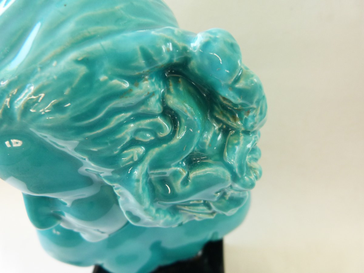 Real del Sarte sculpture buste en terre cuite émaillée Faunesse art déco Sèvres -photo-4