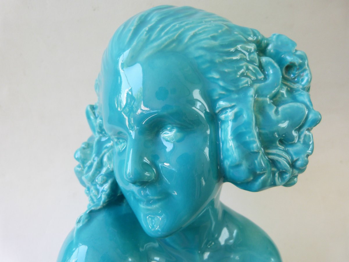 Real del Sarte sculpture buste en terre cuite émaillée Faunesse art déco Sèvres -photo-6