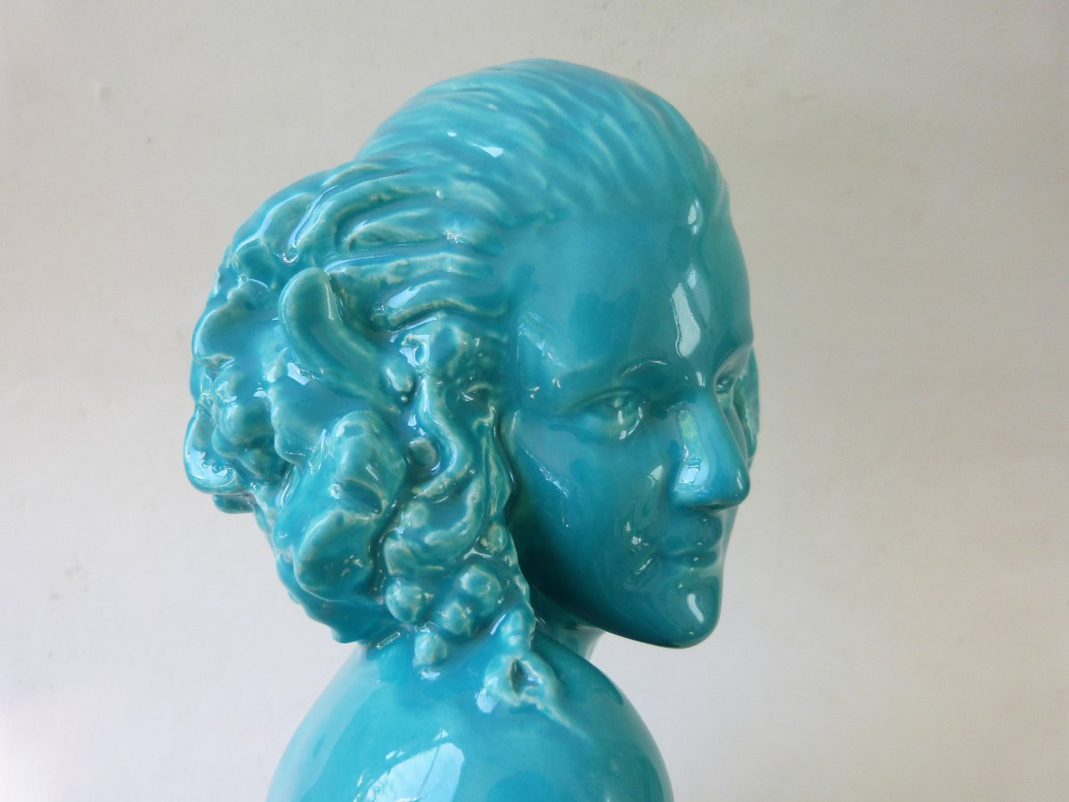 Real del Sarte sculpture buste en terre cuite émaillée Faunesse art déco Sèvres -photo-7
