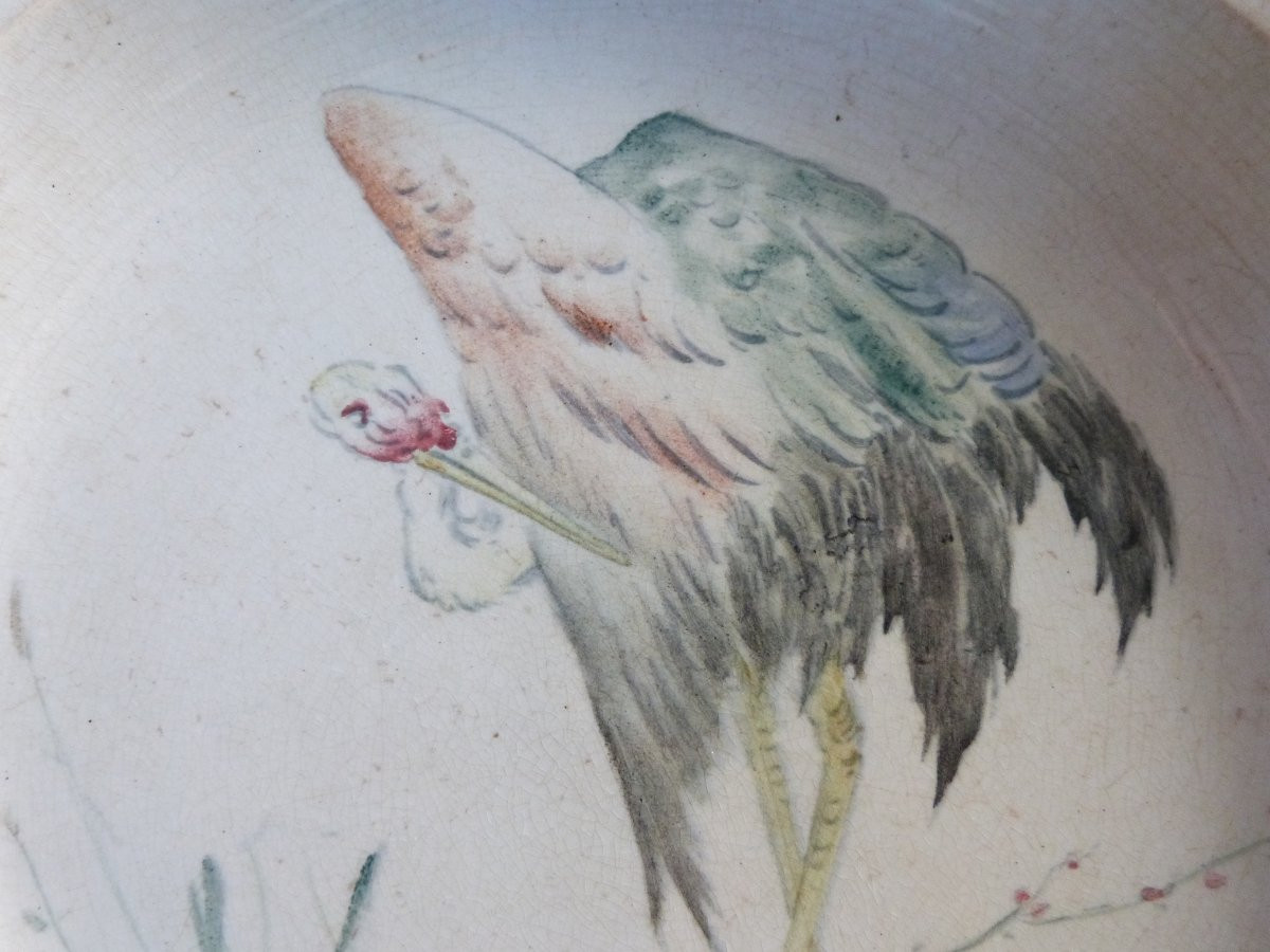Plat Japonisant du service "grands oiseaux " de l'escalier de cristal d'Emile Pannier -photo-2
