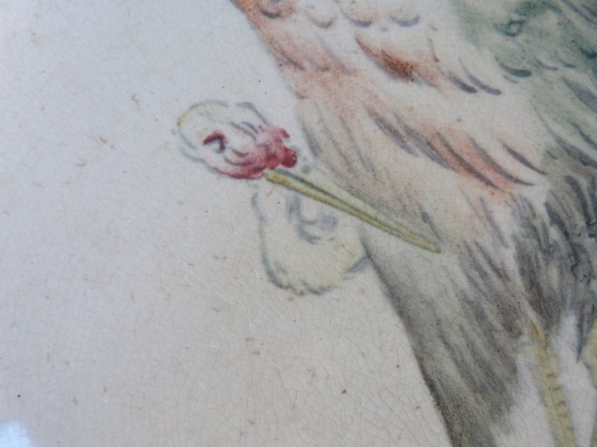 Plat Japonisant du service "grands oiseaux " de l'escalier de cristal d'Emile Pannier -photo-3