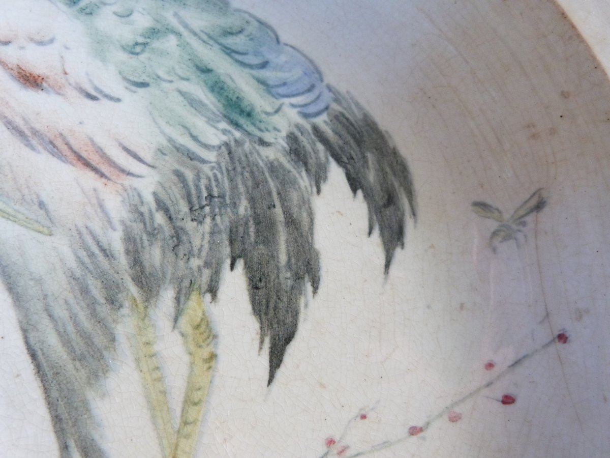 Plat Japonisant du service "grands oiseaux " de l'escalier de cristal d'Emile Pannier -photo-4