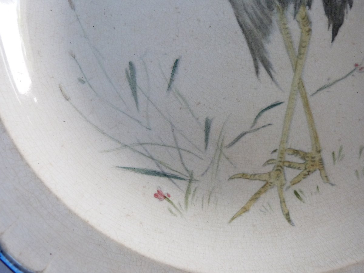 Plat Japonisant du service "grands oiseaux " de l'escalier de cristal d'Emile Pannier -photo-1