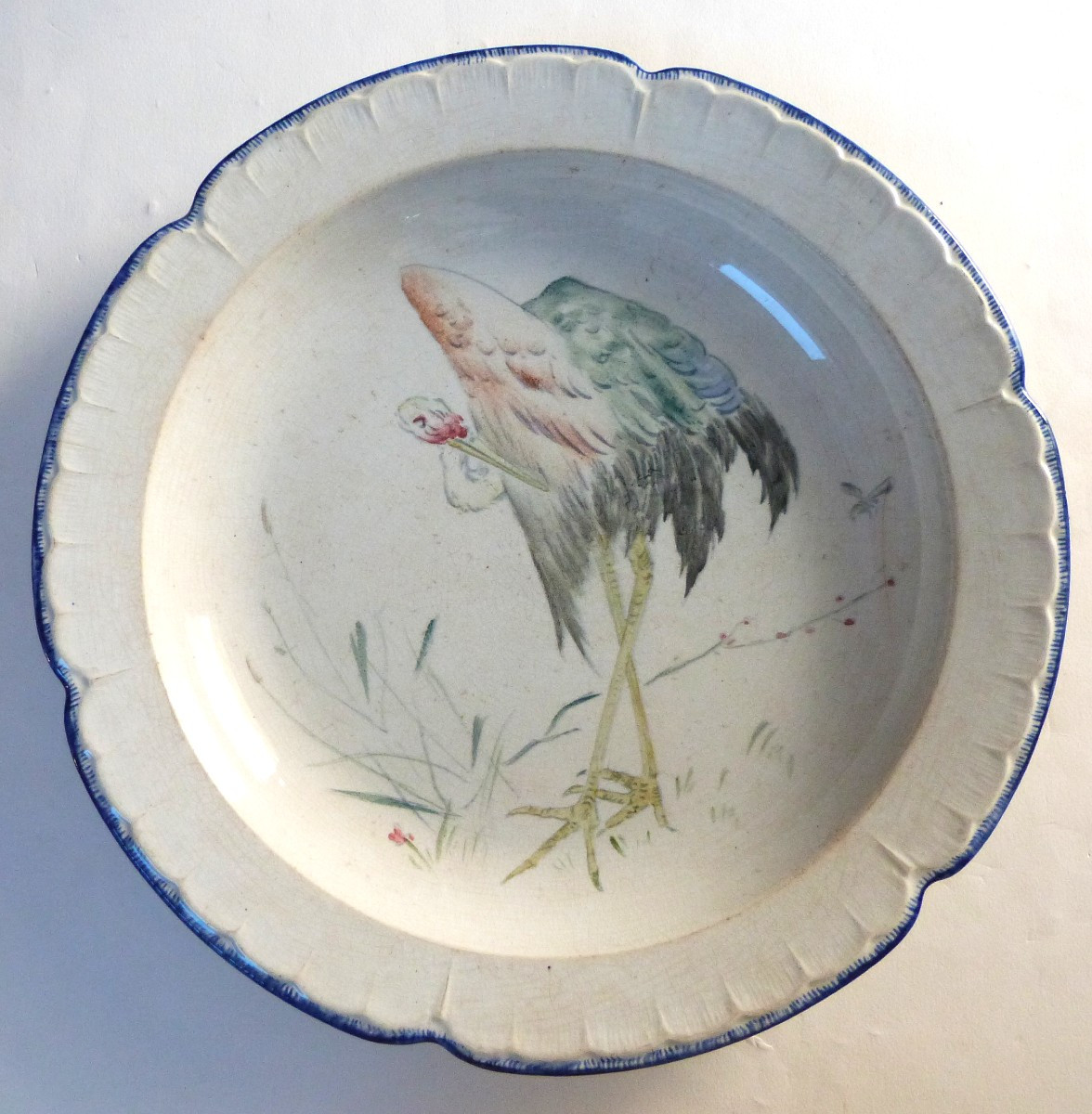 Plat Japonisant du service "grands oiseaux " de l'escalier de cristal d'Emile Pannier 