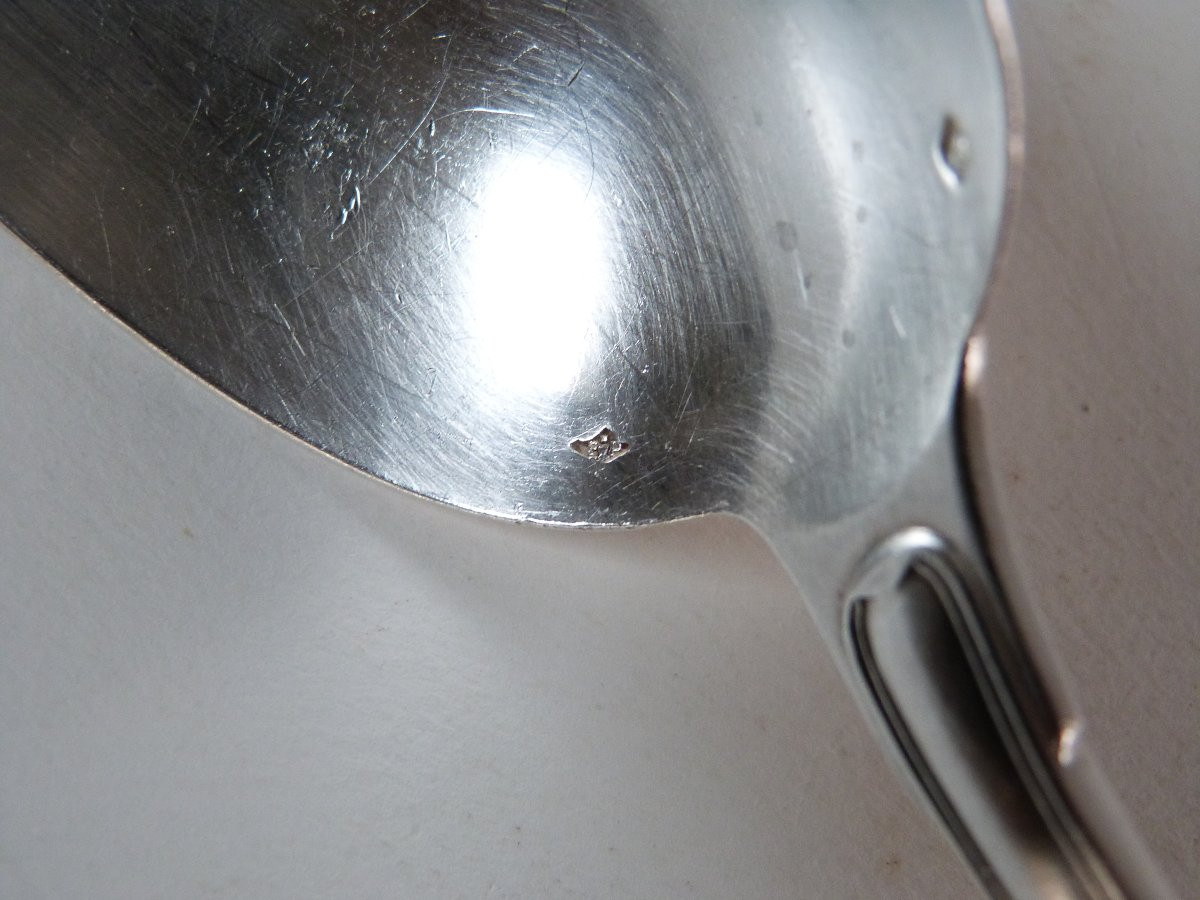Puiforcat Large Serving Spoon In Solid Silver, Shell Model -photo-5
