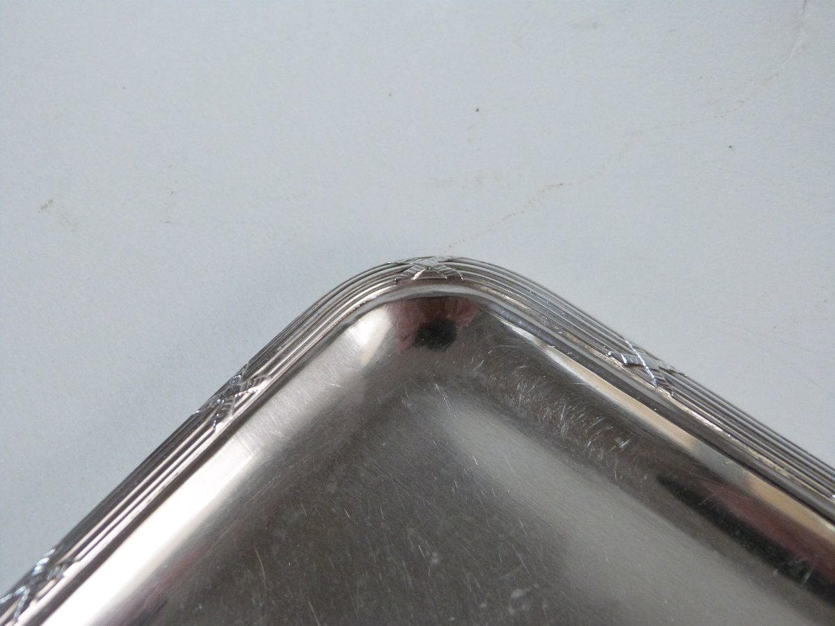 Louis XVI Silver Cross Ribbon Card Tray-photo-2