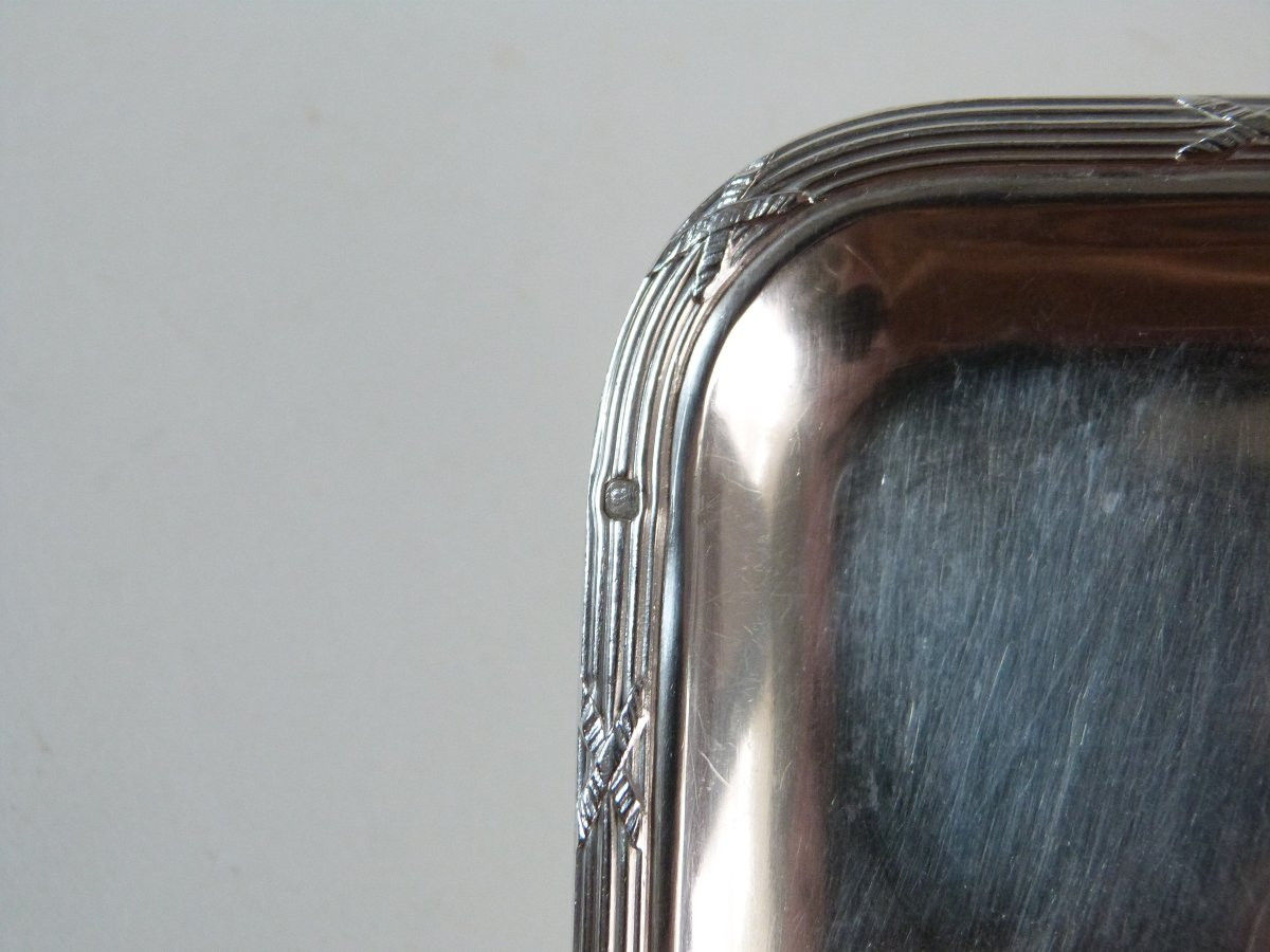 Louis XVI Silver Cross Ribbon Card Tray-photo-3