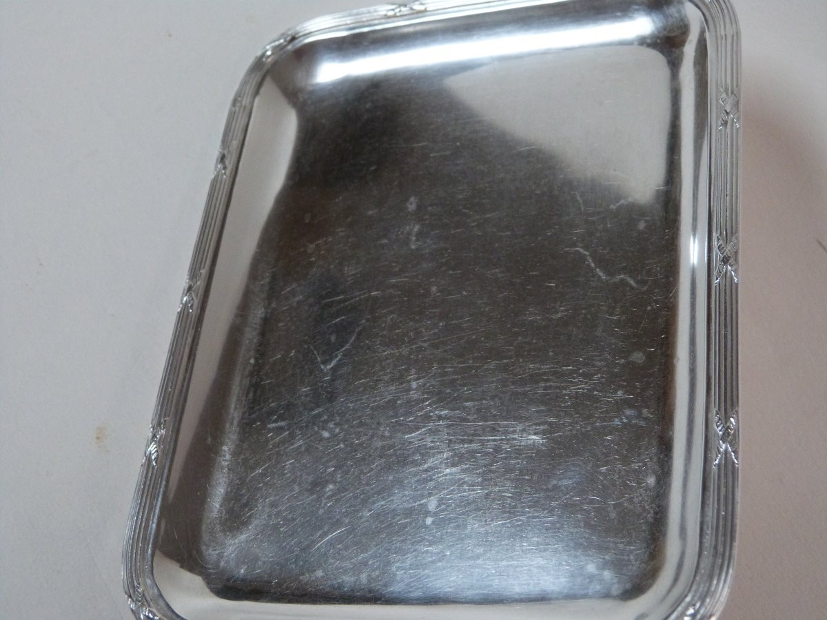 Louis XVI Silver Cross Ribbon Card Tray-photo-1