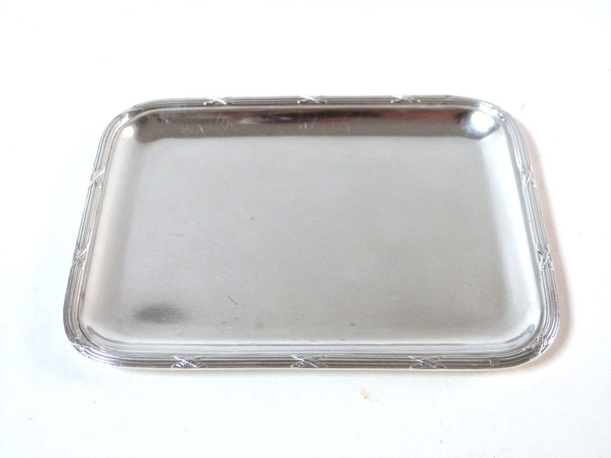 Louis XVI Silver Cross Ribbon Card Tray