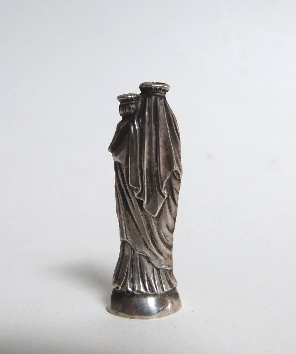 Petite vierge à l'enfant en argent massif XIXeme-photo-3