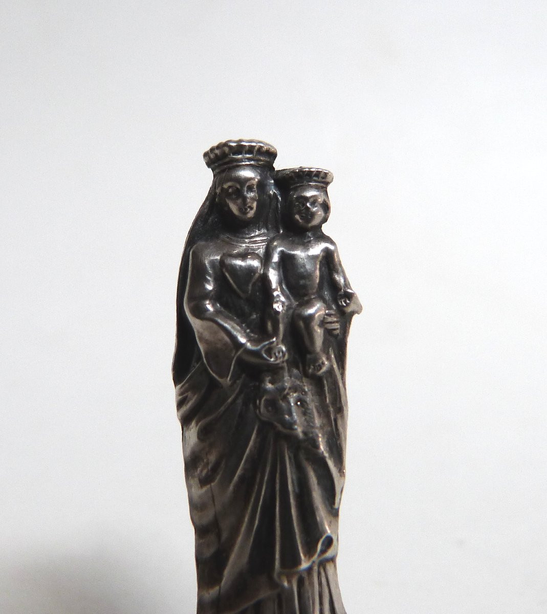 Petite vierge à l'enfant en argent massif XIXeme-photo-1