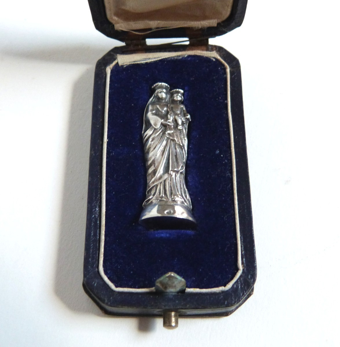 Petite vierge à l'enfant en argent massif XIXeme