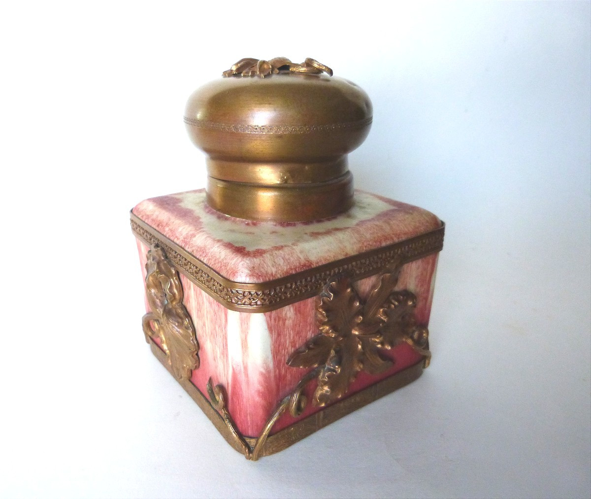 Eugène Baudin Rare Inkwell In Flamed Stoneware And Art Nouveau Mount 