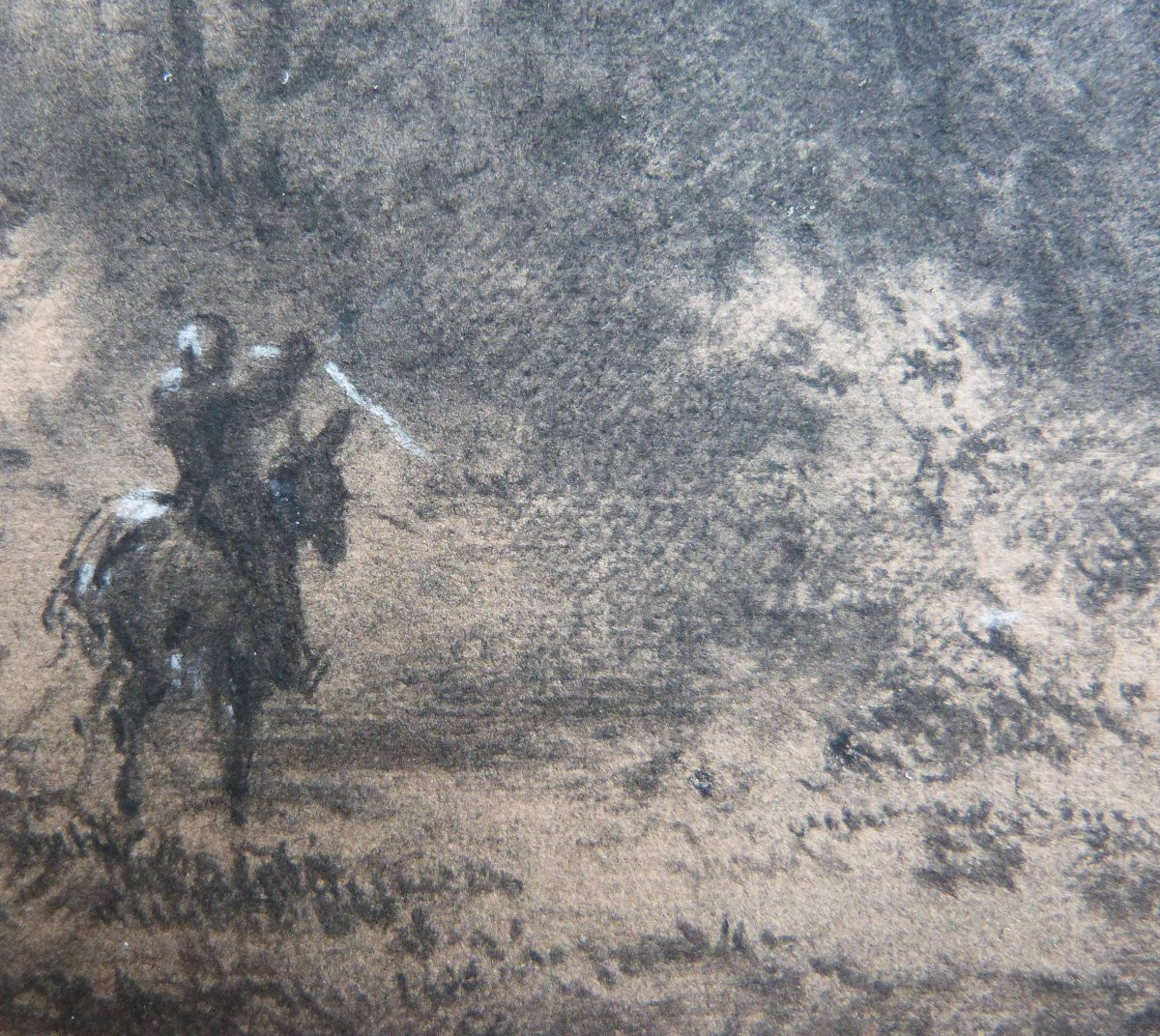 Paul Colin dessin Normandie Yport  paysage animé forêt cavalier XIXeme -photo-3