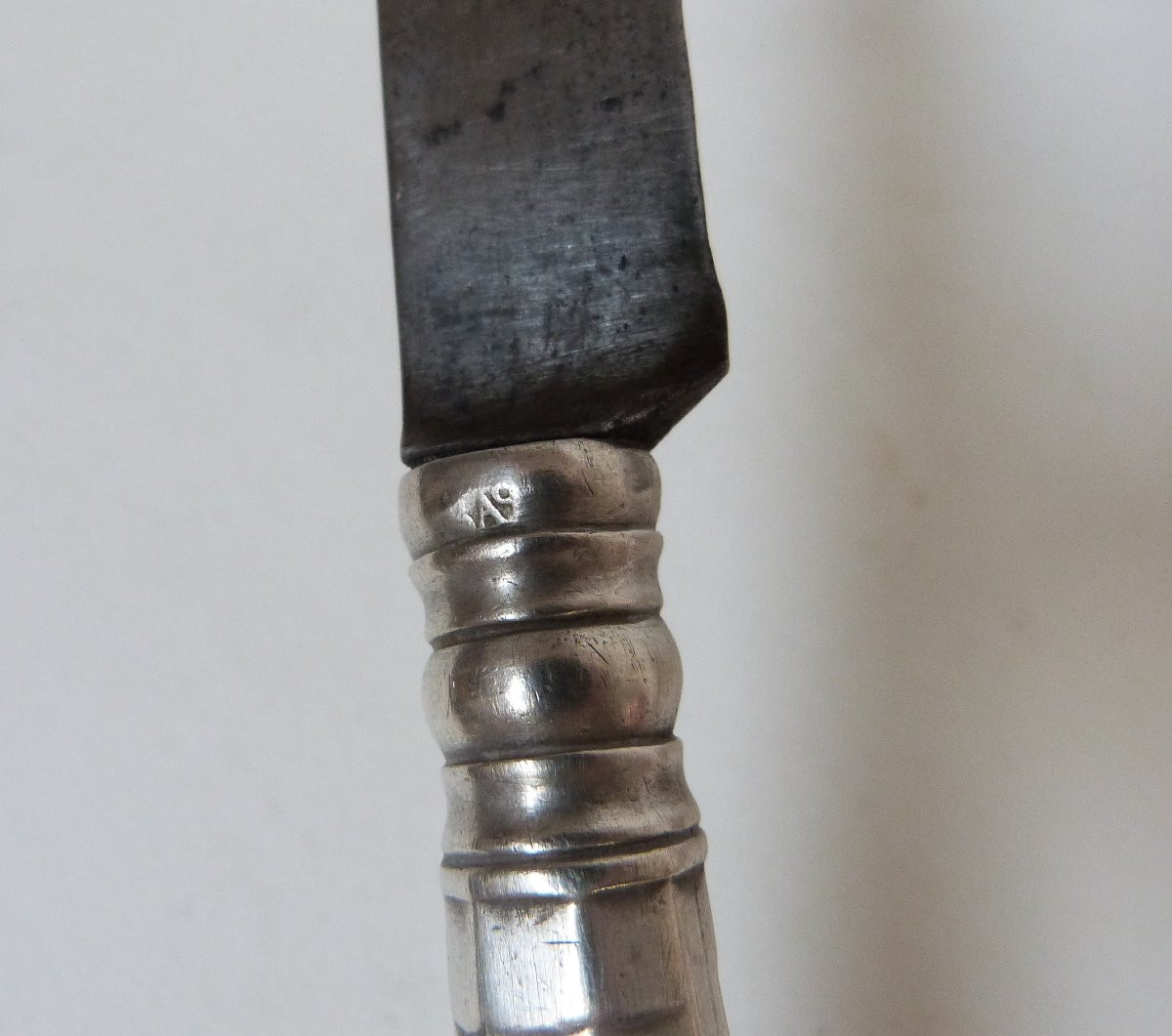 18th Century Solid Silver Knife With Steel Blade Stock -photo-4