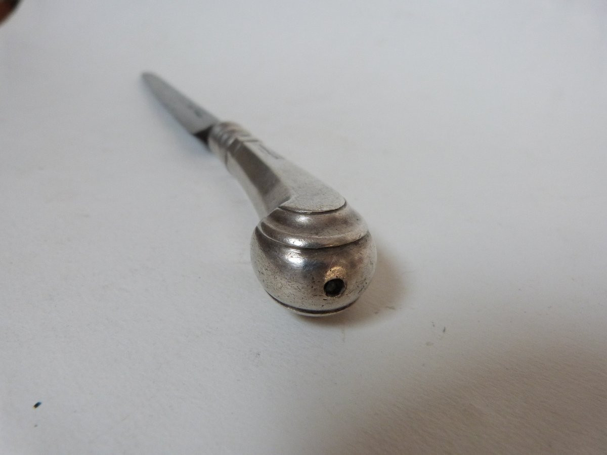 18th Century Solid Silver Knife With Steel Blade Stock -photo-2