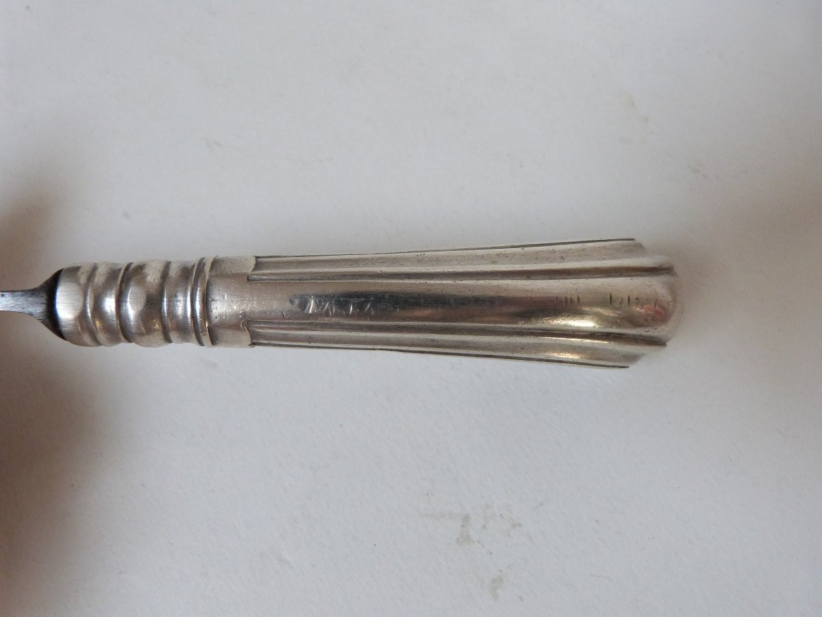 18th Century Solid Silver Knife With Steel Blade Stock -photo-3