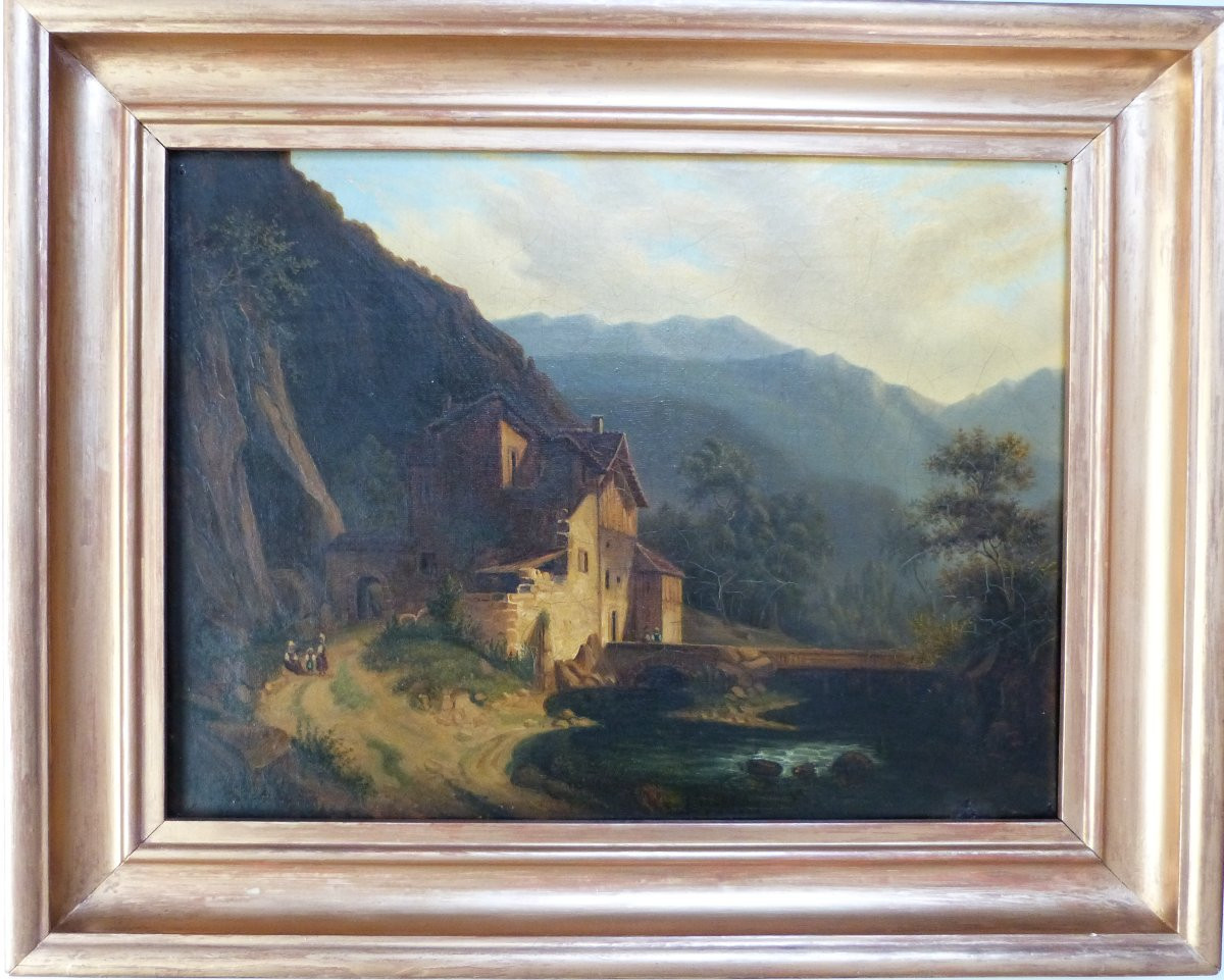 Paysage de Montagne huile sur toile XIXeme-photo-2