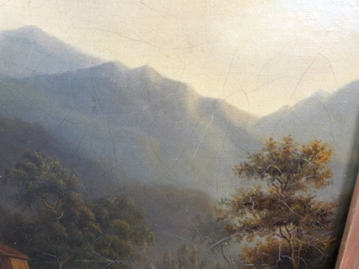 Paysage de Montagne huile sur toile XIXeme-photo-4