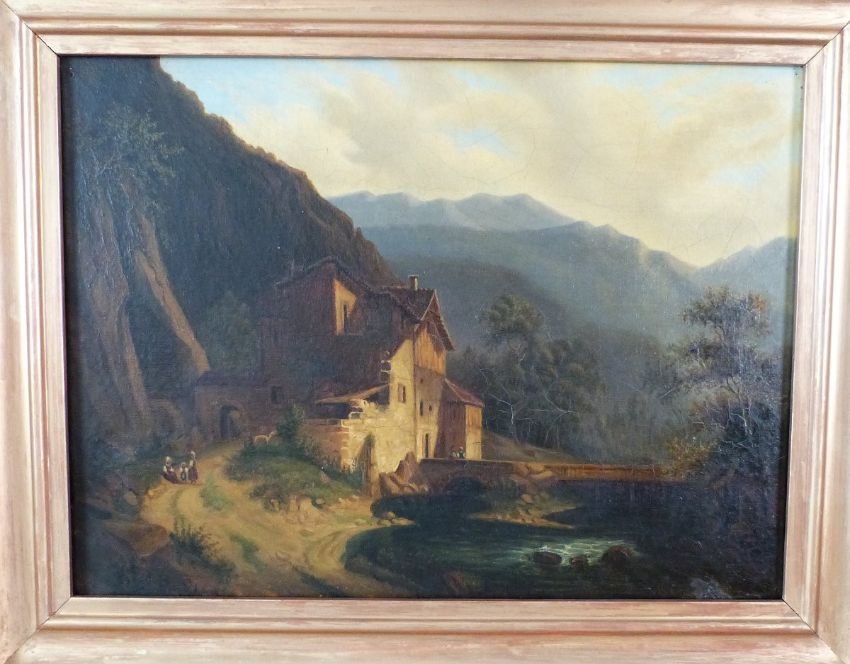 Paysage de Montagne huile sur toile XIXeme-photo-5