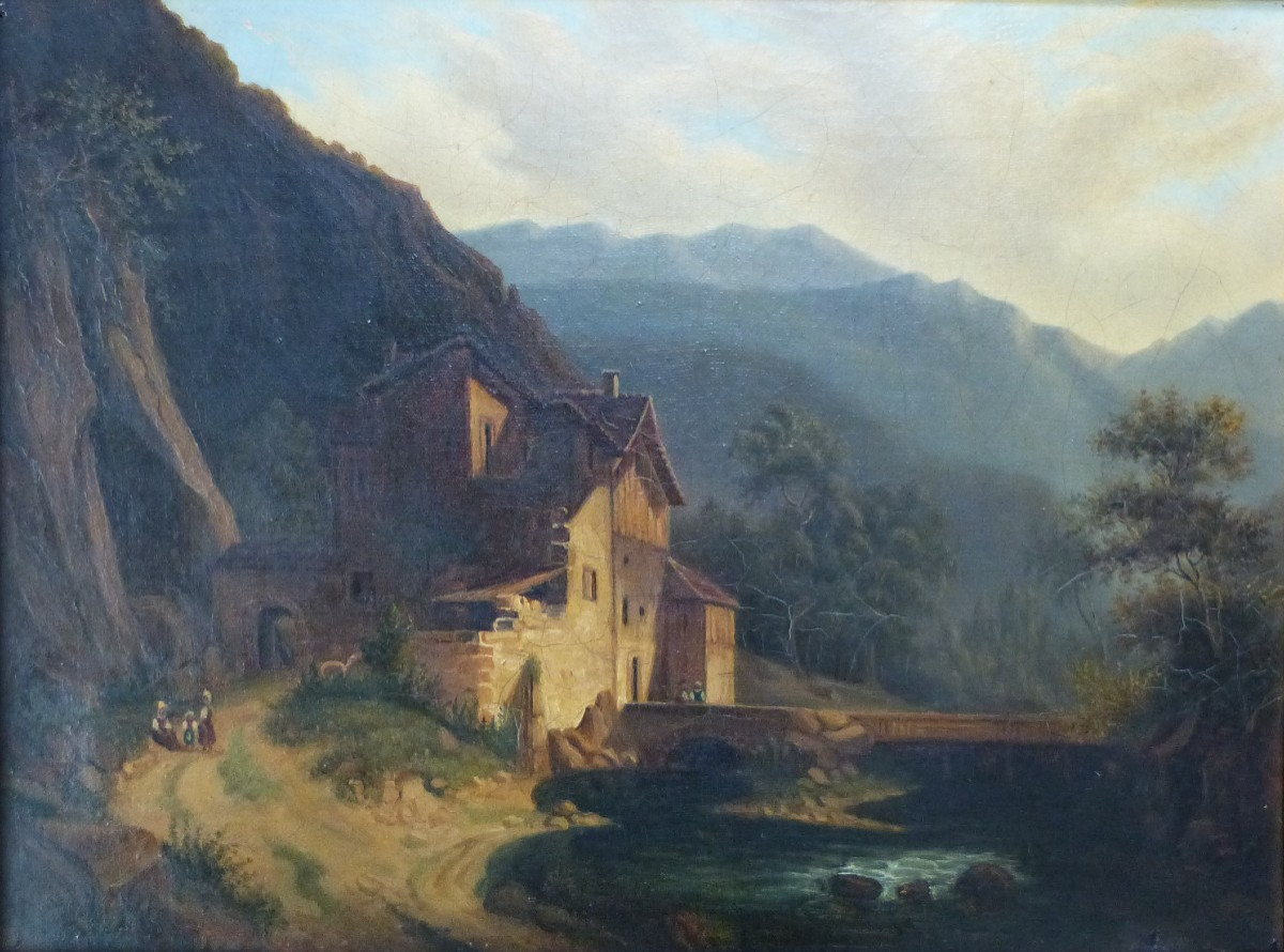 Paysage de Montagne huile sur toile XIXeme