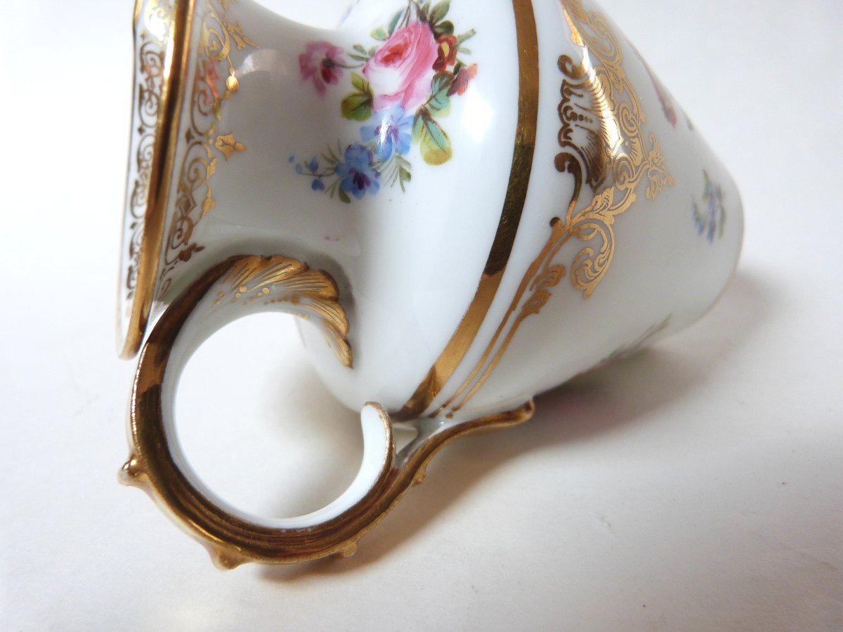 Sèvres 1851 Porcelain Milk Jug With Napoleon III Flower Decoration-photo-4