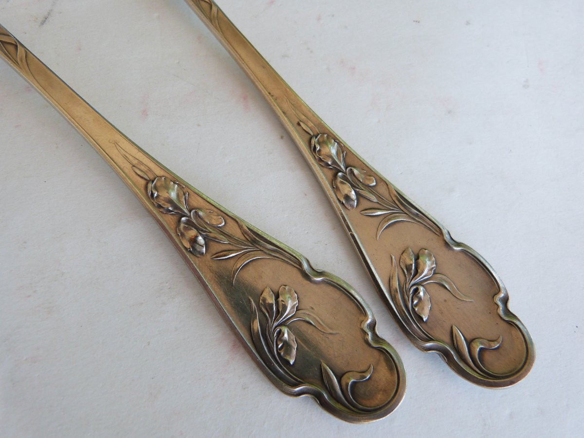 Art Nouveau Solid Silver Ice Cream Serving Cutlery-photo-4