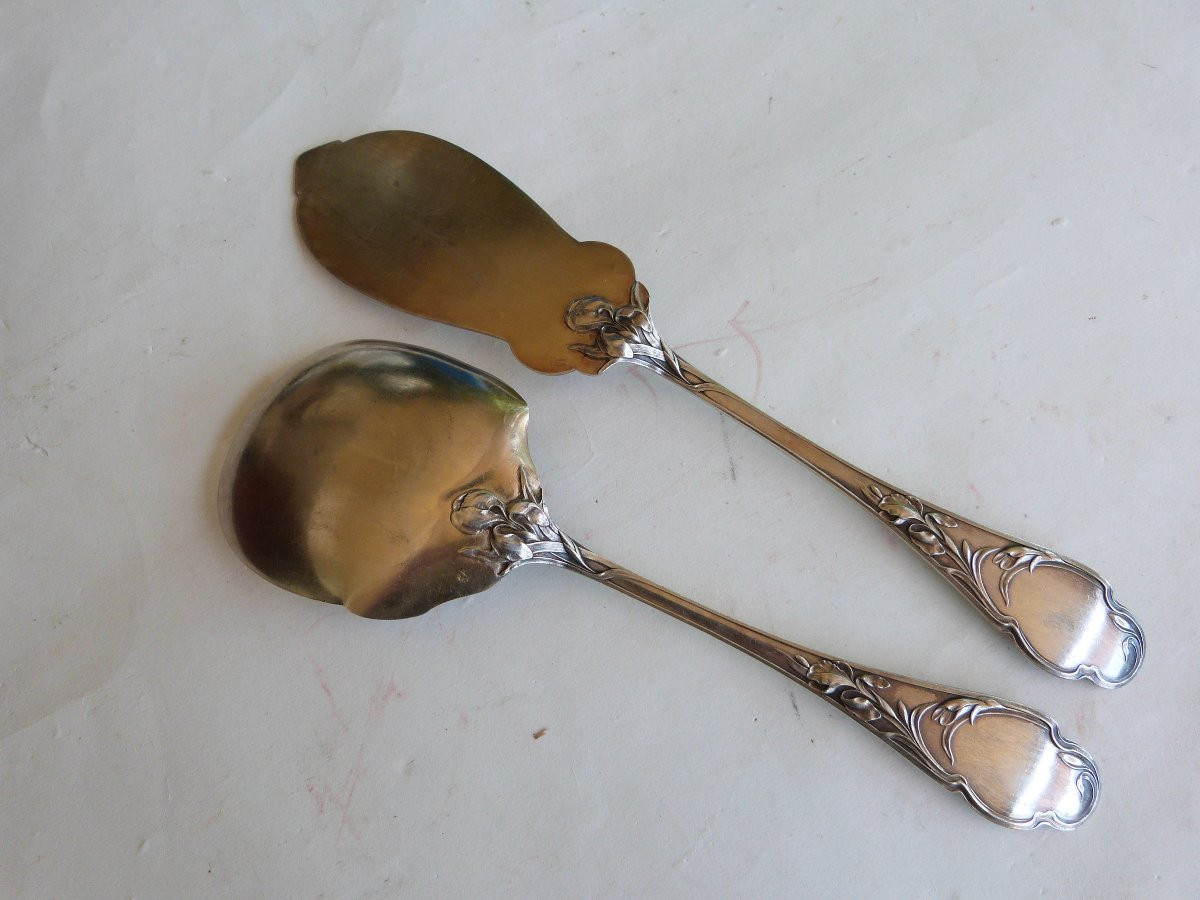 Art Nouveau Solid Silver Ice Cream Serving Cutlery-photo-1