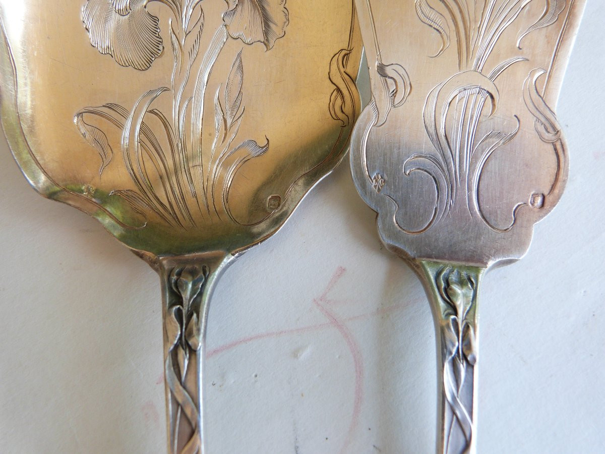 Art Nouveau Solid Silver Ice Cream Serving Cutlery-photo-4