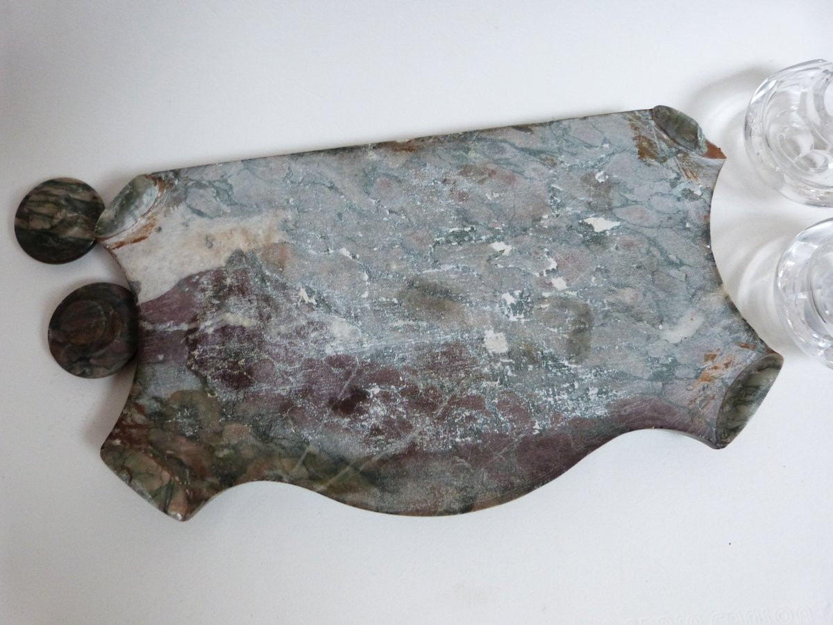 19th Century Marble And Crystal Inkwell -photo-2