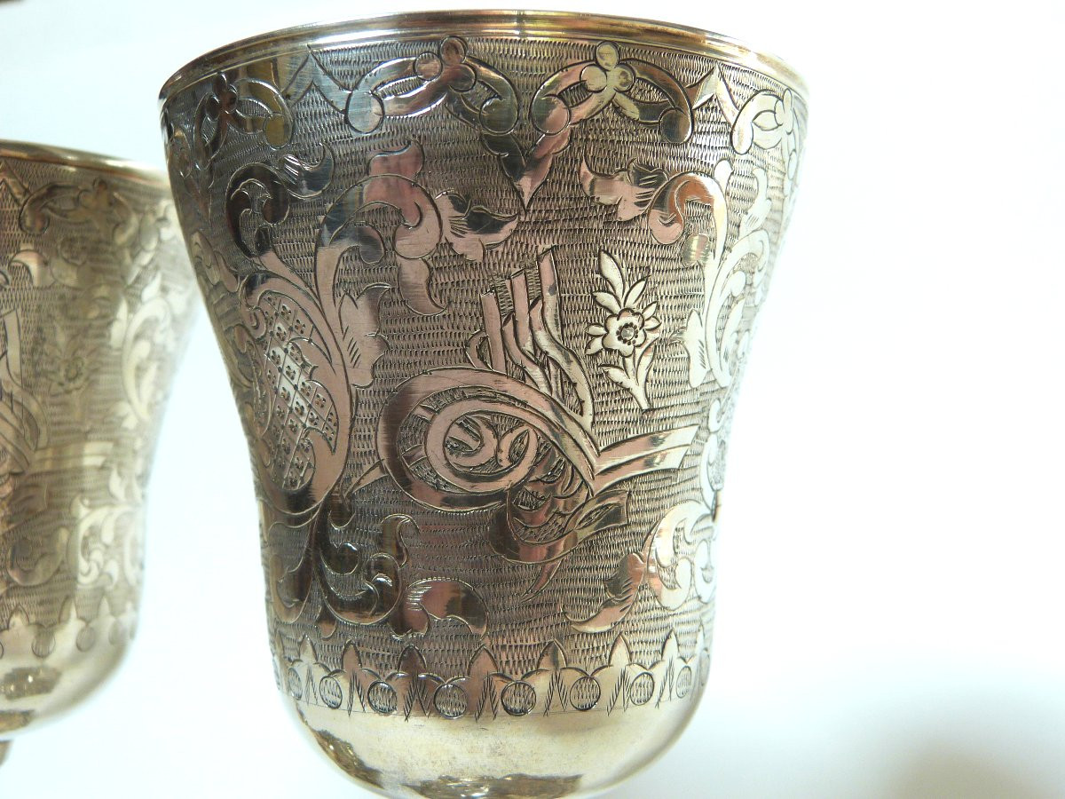 paire de gobelets calices en argent massif Turquie Ottoman XIXeme siècle-photo-3