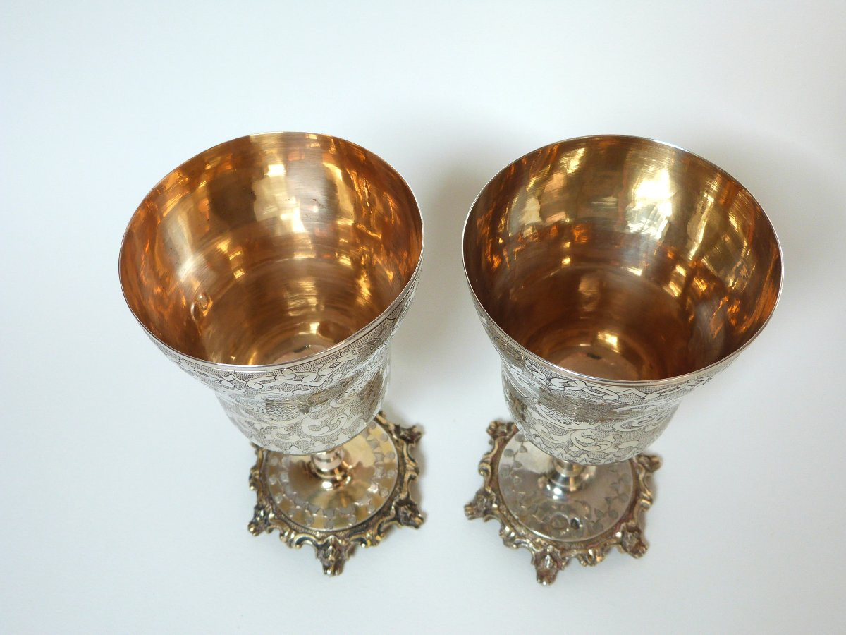 paire de gobelets calices en argent massif Turquie Ottoman XIXeme siècle-photo-4