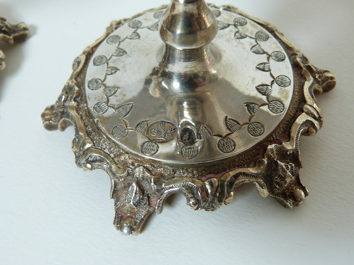 paire de gobelets calices en argent massif Turquie Ottoman XIXeme siècle-photo-2