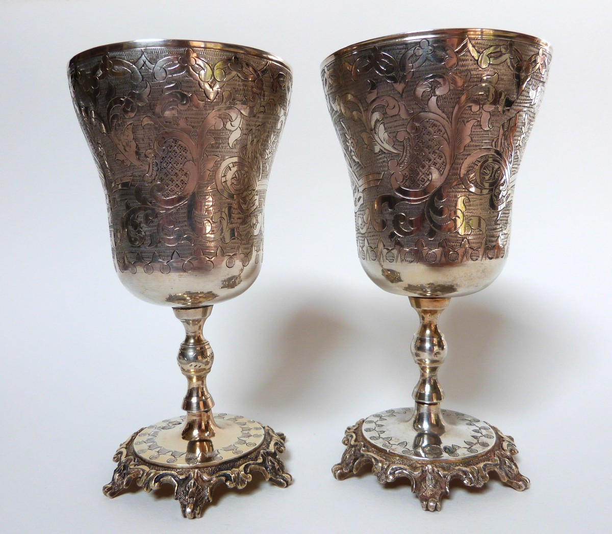 paire de gobelets calices en argent massif Turquie Ottoman XIXeme siècle