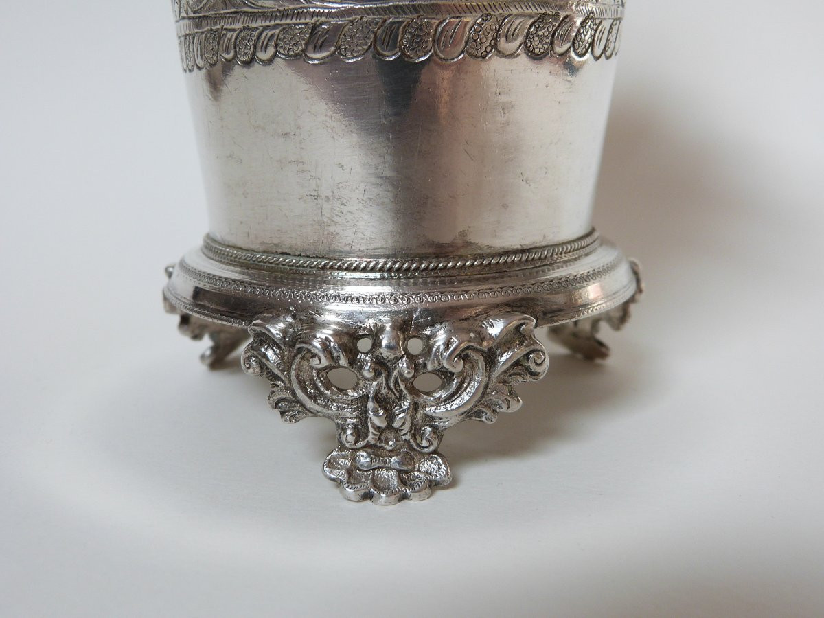 boite sucrier en argent massif Maghreb Tunisie Empire Ottoman XIXeme -photo-1