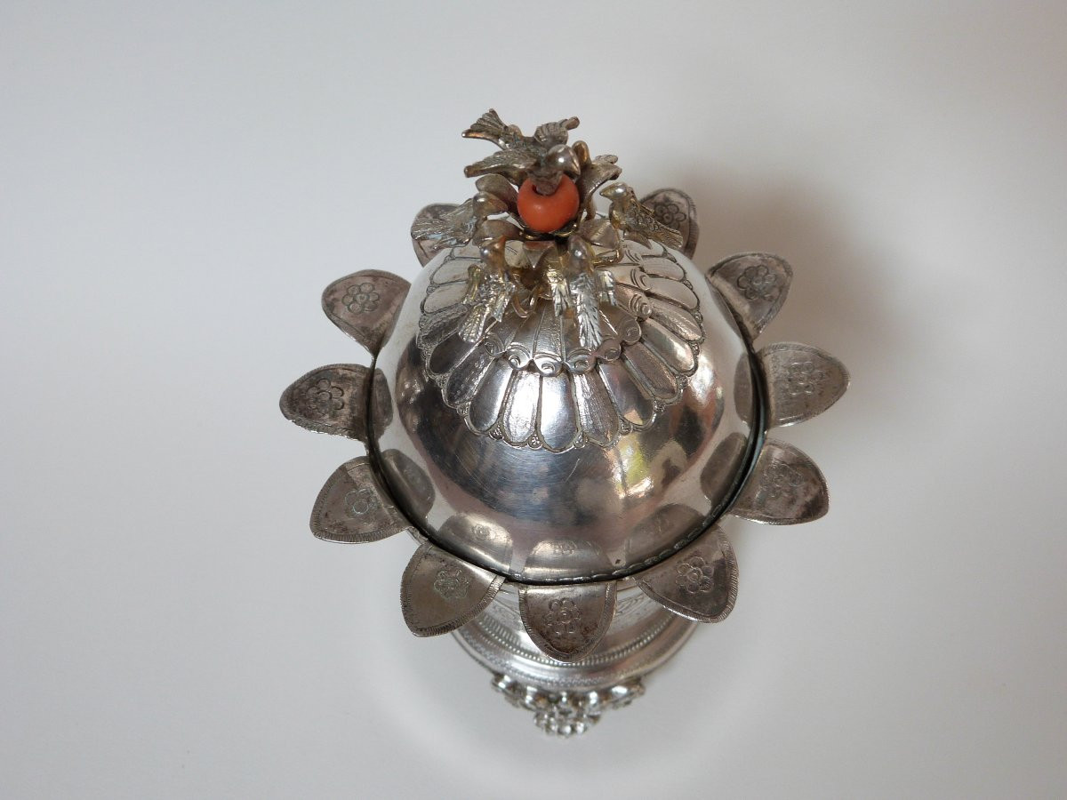 boite sucrier en argent massif Maghreb Tunisie Empire Ottoman XIXeme -photo-2
