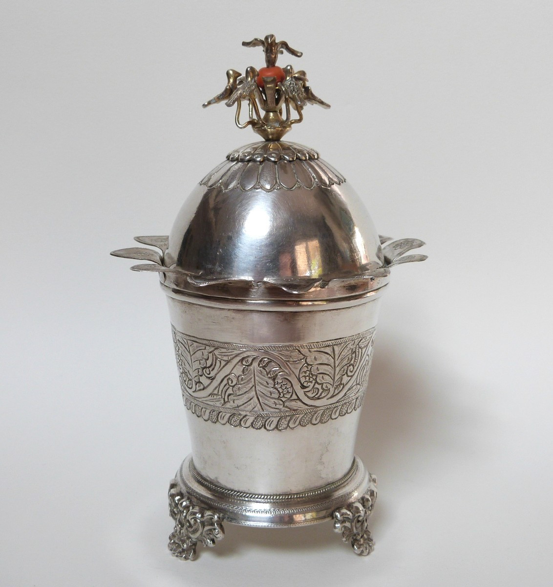 boite sucrier en argent massif Maghreb Tunisie Empire Ottoman XIXeme 