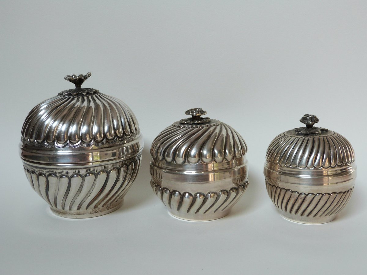 3 boites en argent massif et vermeil -photo-2