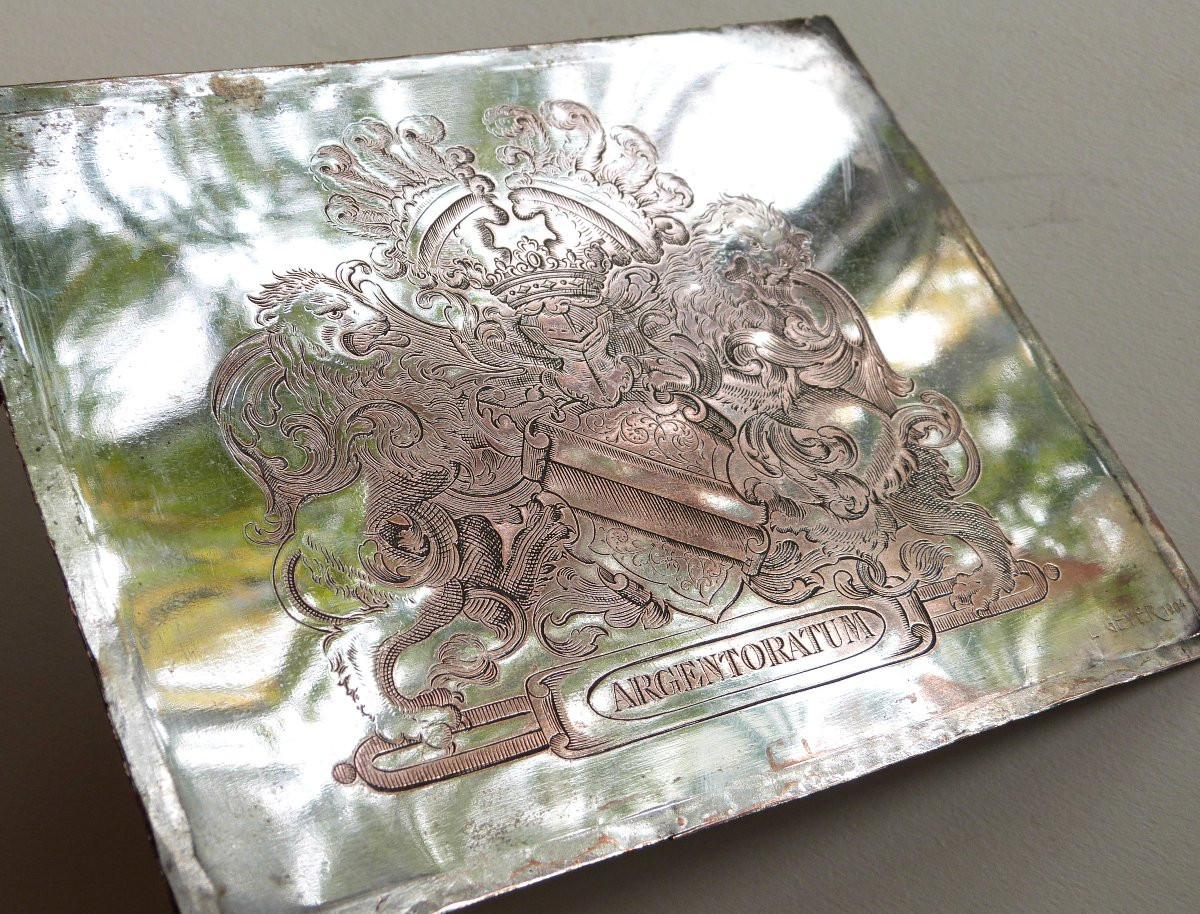 L. Geyer 1904 Heraldic Plaque Engraved With The Arms Of The City Of Strasbourg Argentoratum -photo-3