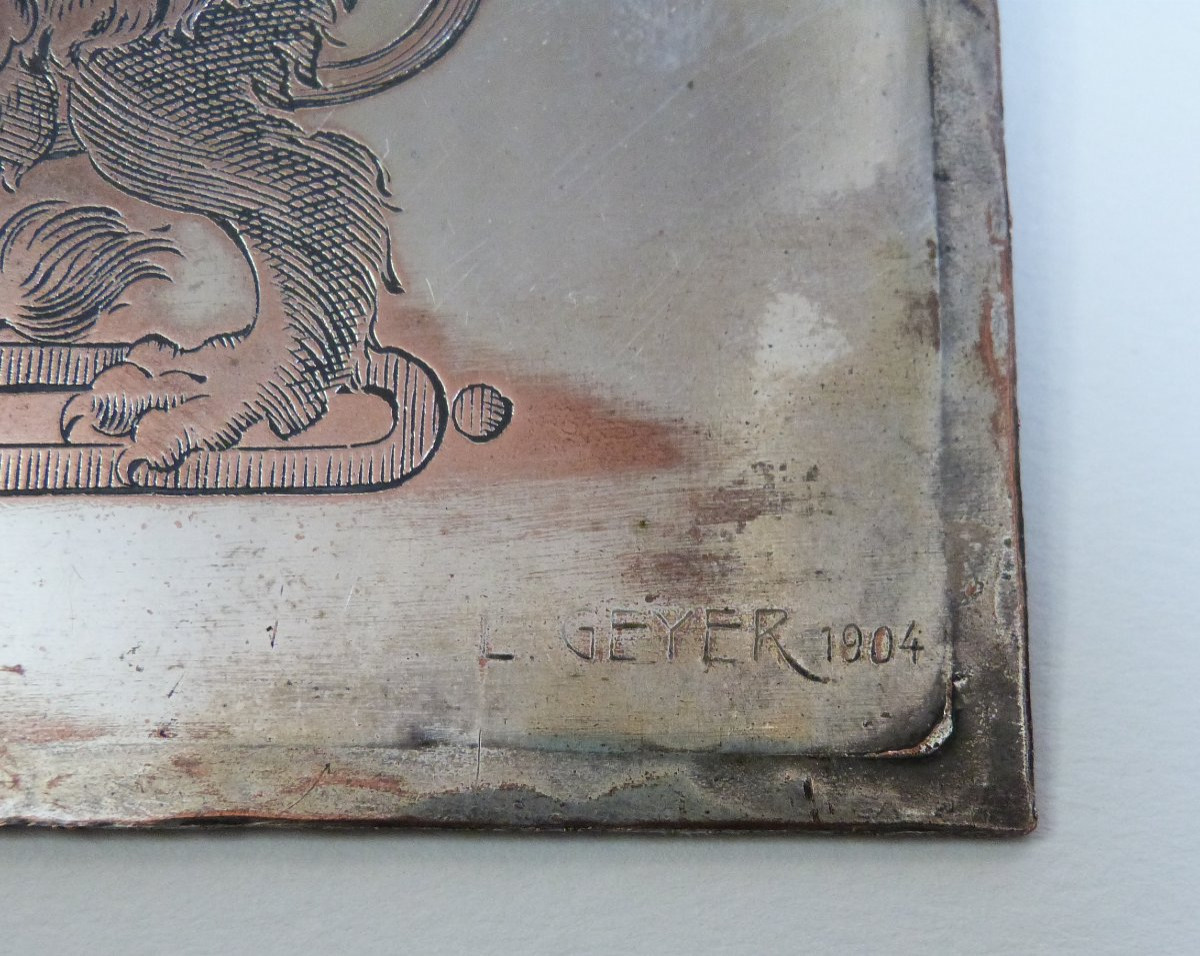 L. Geyer 1904 Heraldic Plaque Engraved With The Arms Of The City Of Strasbourg Argentoratum -photo-4