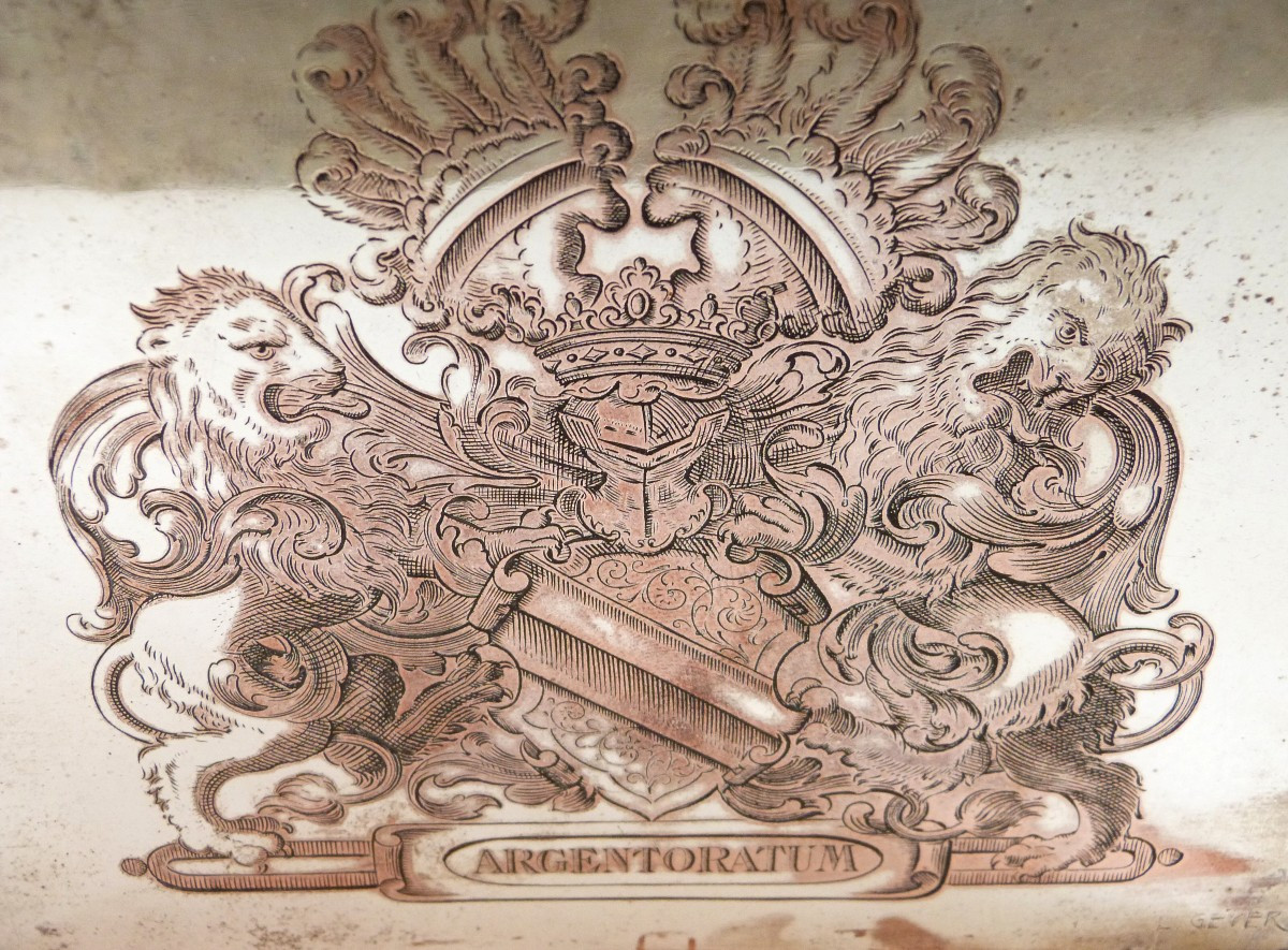 L. Geyer 1904 Heraldic Plaque Engraved With The Arms Of The City Of Strasbourg Argentoratum 