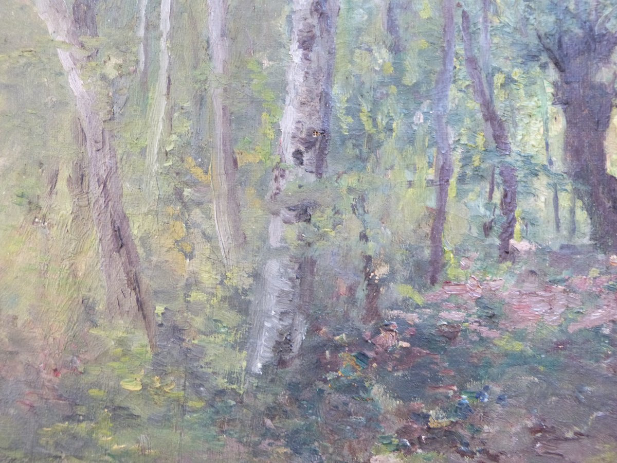 Gabriel Combet, Forest Landscape In Périgord, Dordogne, 19th Century-photo-3