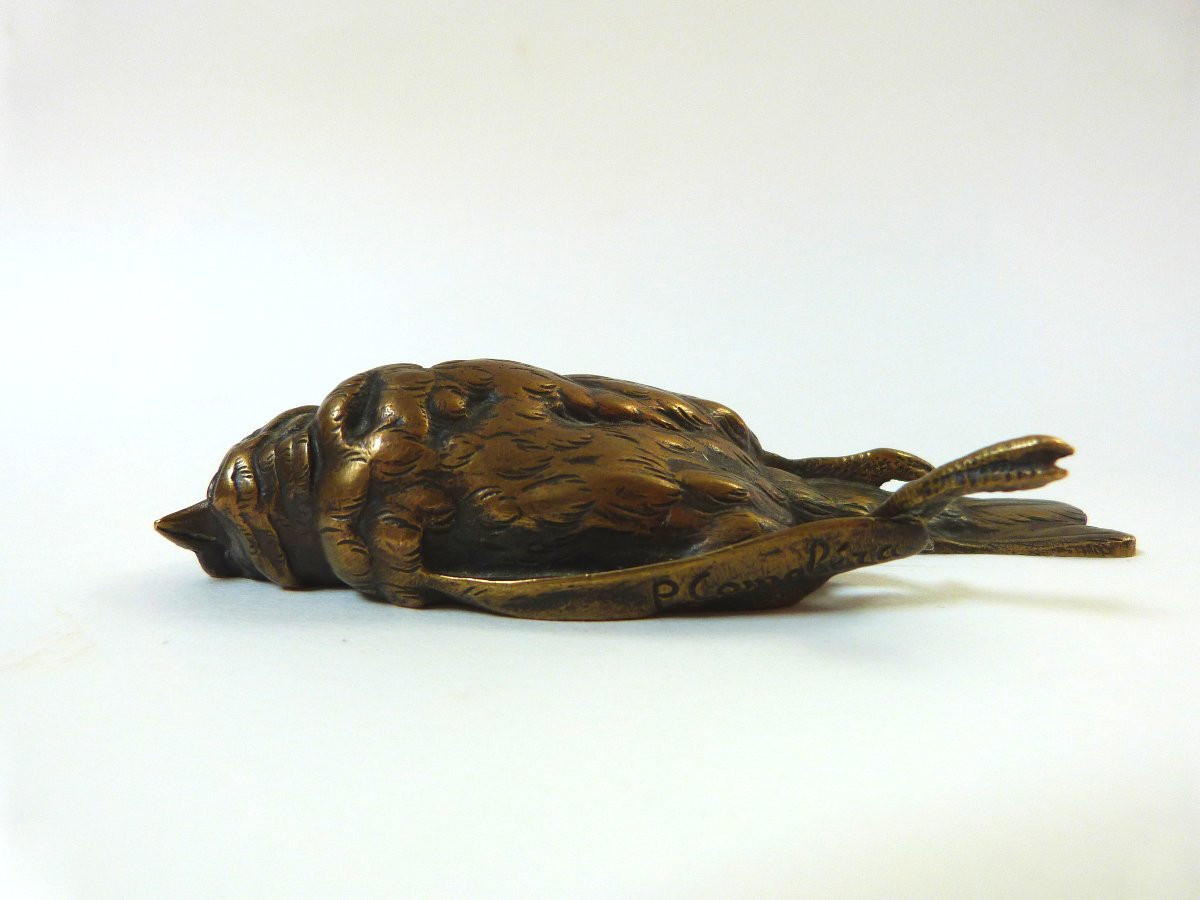 P Comoléra - Susse Brothers Bronze Animal Sparrow Paperweight-photo-2