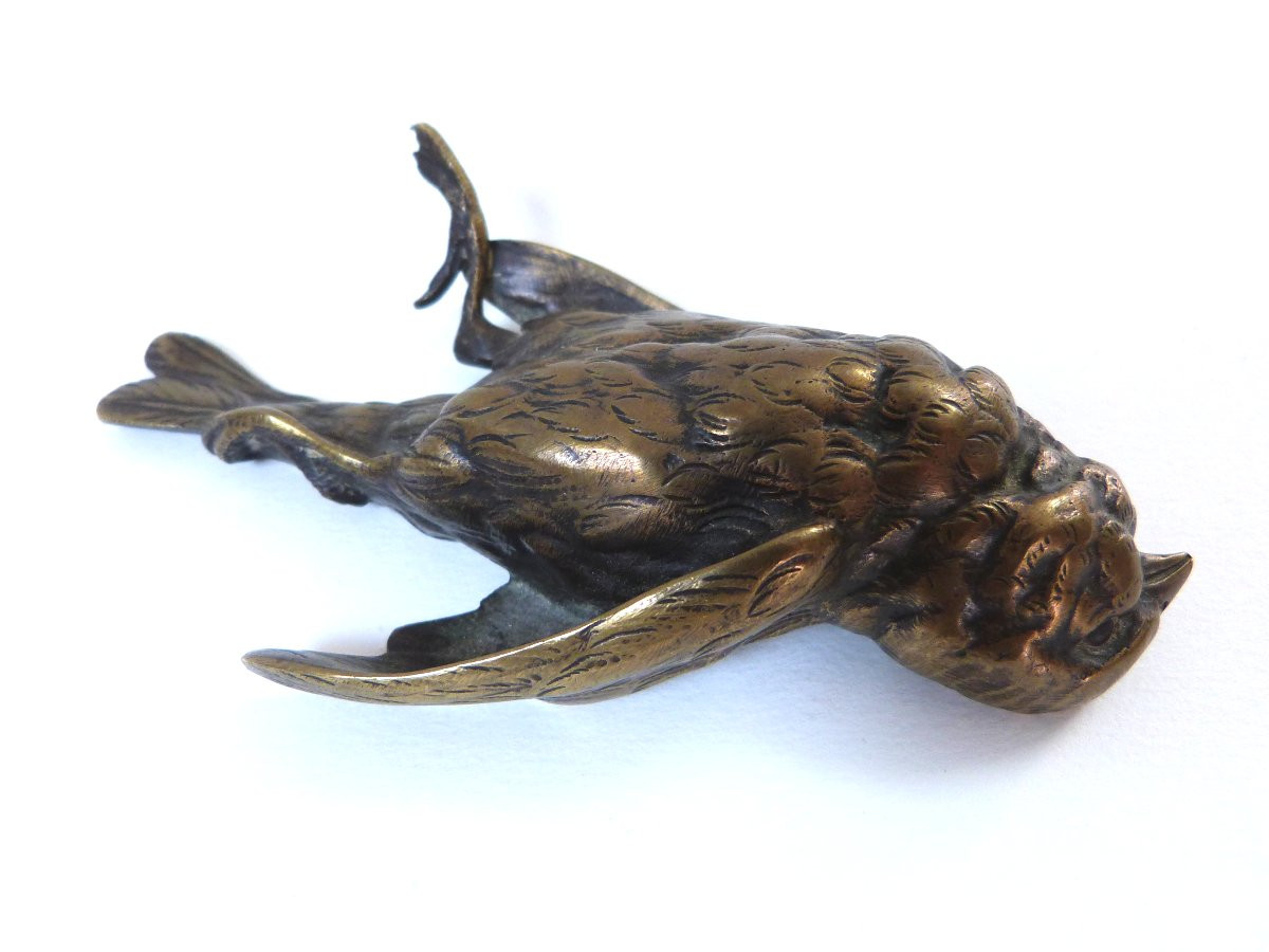 P Comoléra - Susse Brothers Bronze Animal Sparrow Paperweight-photo-4