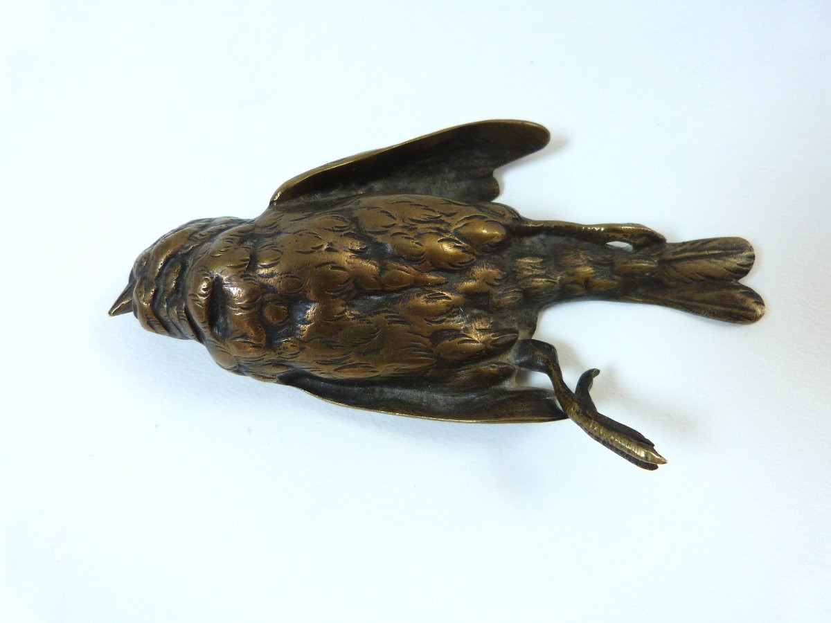 P Comoléra - Susse Brothers Bronze Animal Sparrow Paperweight-photo-1