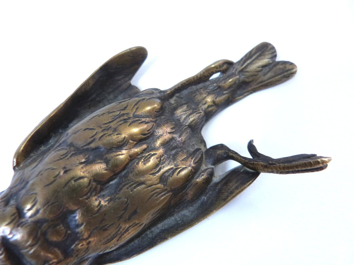 P Comoléra - Susse Brothers Bronze Animal Sparrow Paperweight-photo-3