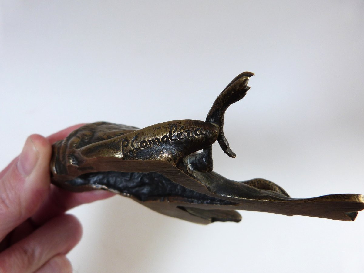 P Comoléra - Susse Brothers Bronze Animal Sparrow Paperweight-photo-4