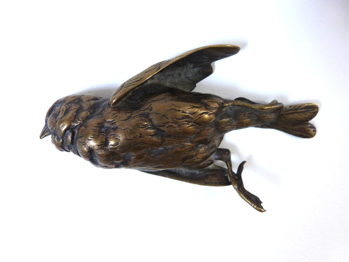 P Comoléra - Susse Brothers Bronze Animal Sparrow Paperweight