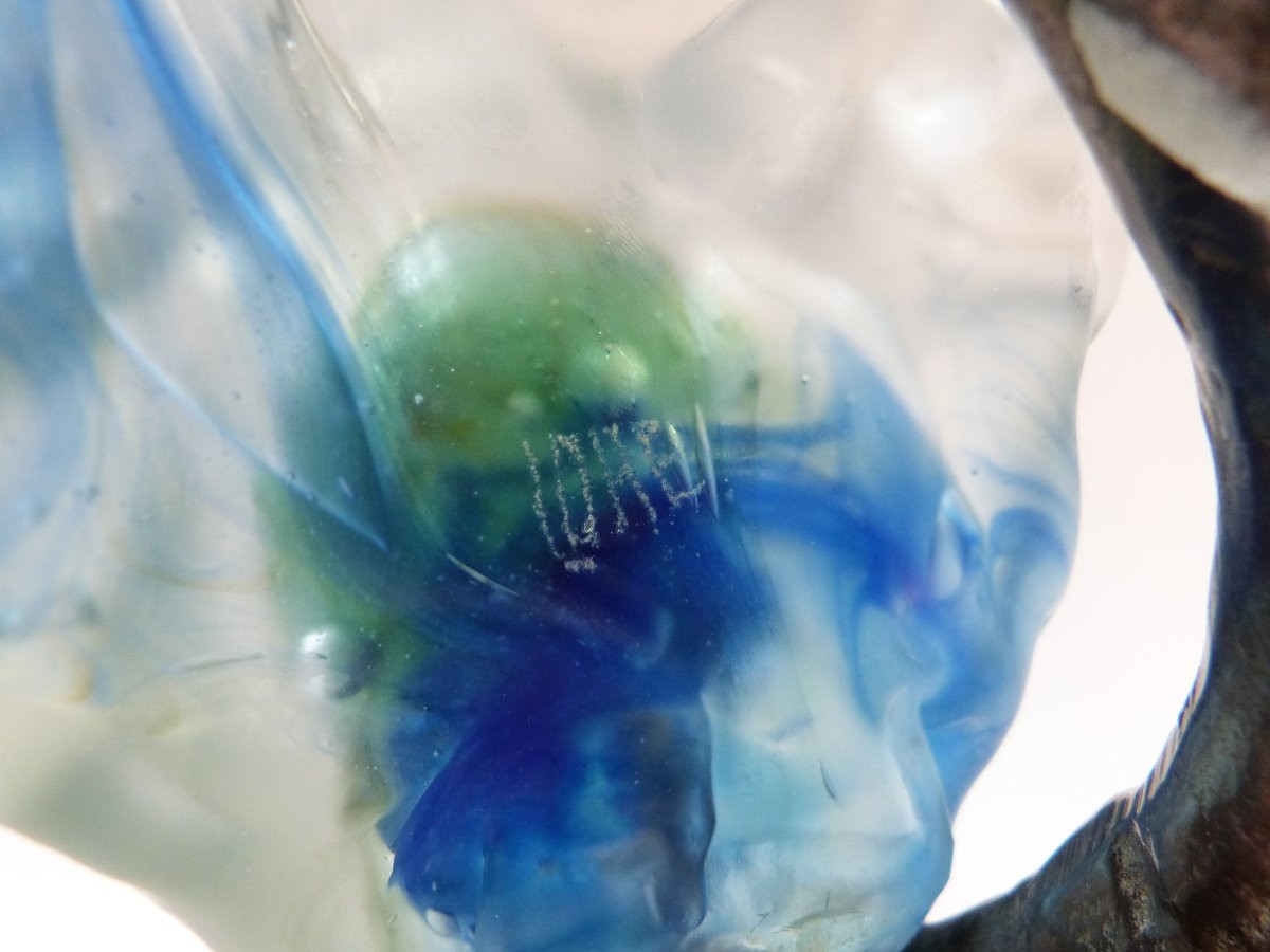 Yves Lohé sculpture bronze et pâte de verre  "le petit baiser "-photo-1