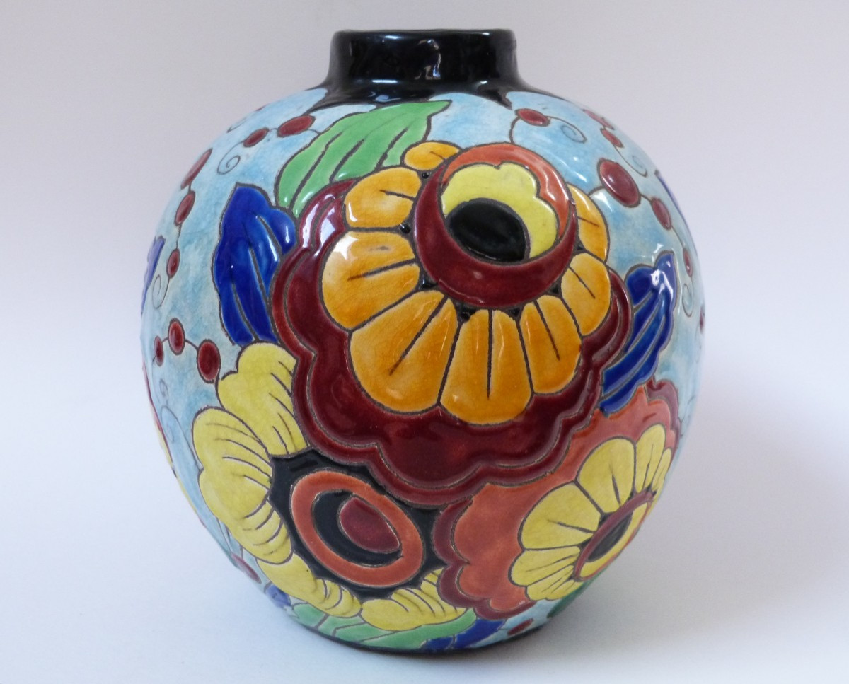 Charles Catteau Kéramis Art Deco Earthenware Vase 